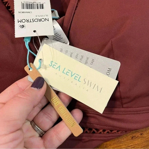 NWT Sea Level Swim Eco Essentials Spliced One Piece Cinnamon Size 14 - Picture 8 of 12